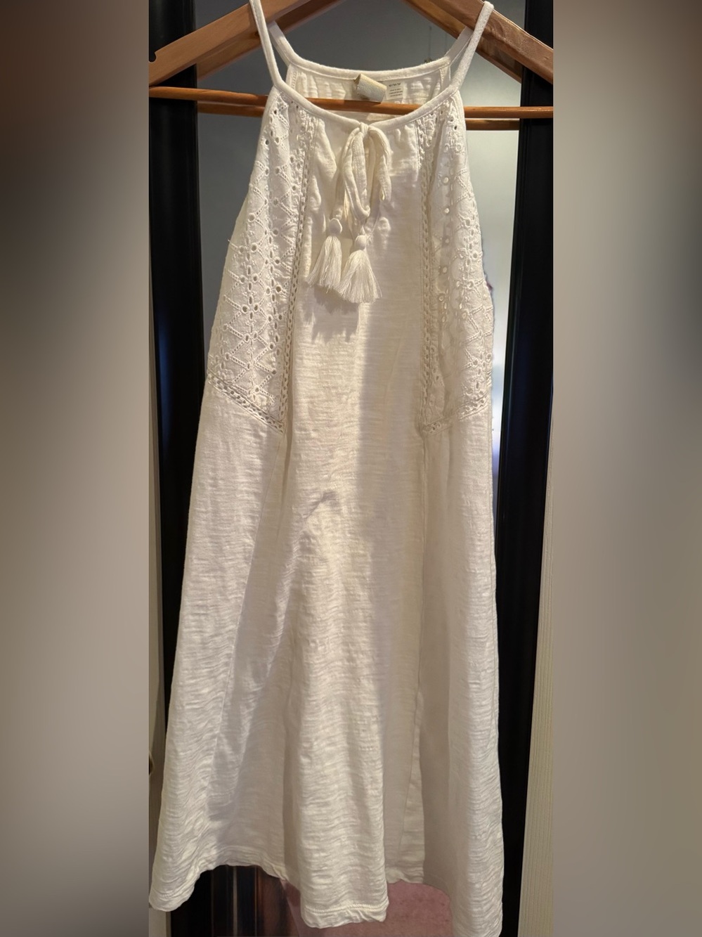 Roxy Cream Eyelet Tassel Maxi Dress